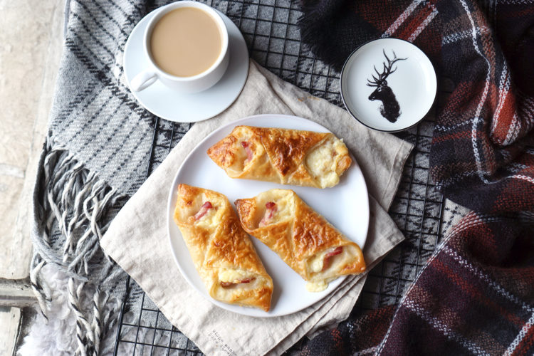 Gluten free cheese and bacon pastries made with Jus-Rol gluten free puff pastry | Featuring a mini H&M Home deer plate
