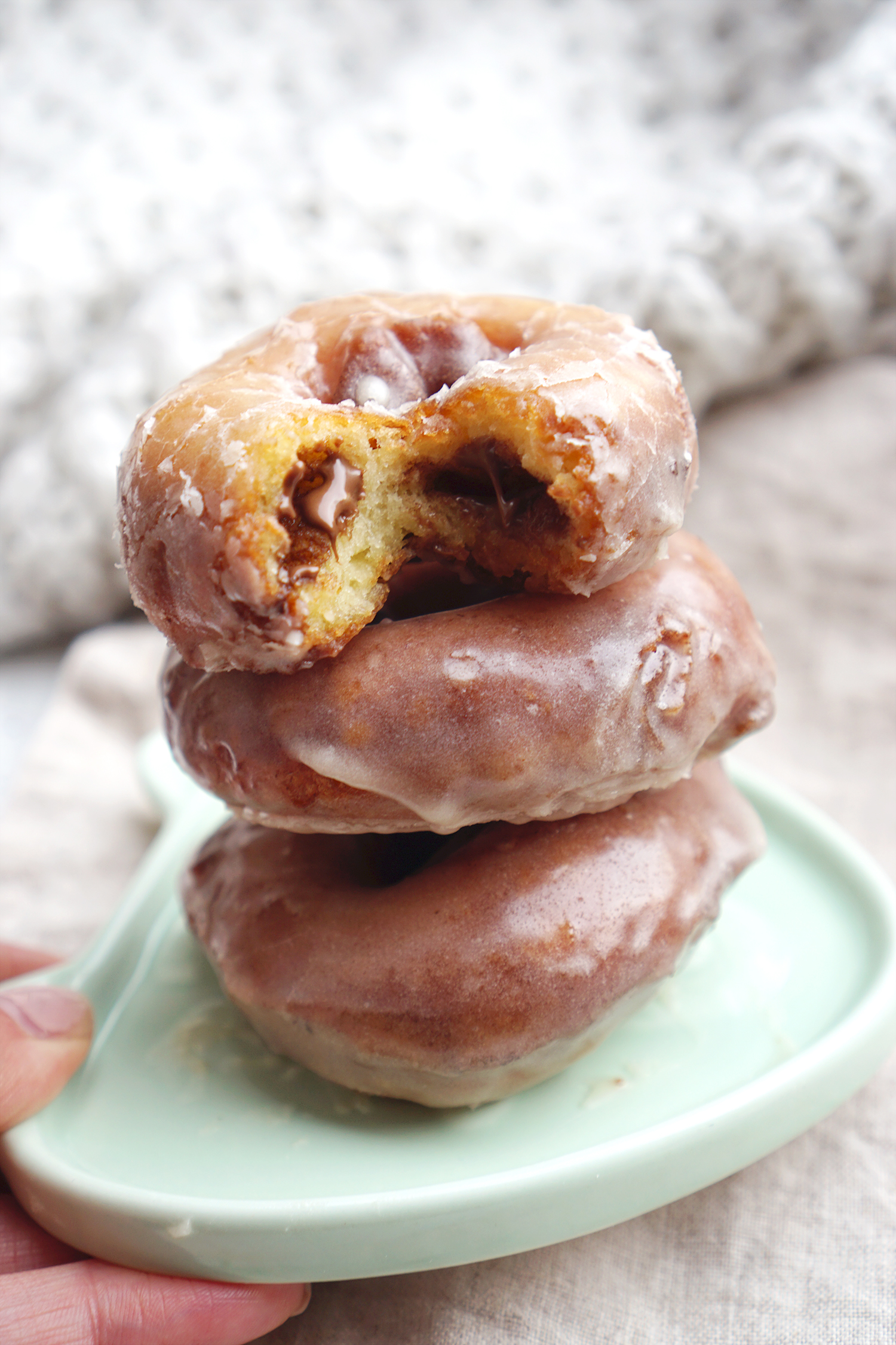 Glazed gluten free chocolate filled doughnuts / a Krispy Kreme copycat recipe